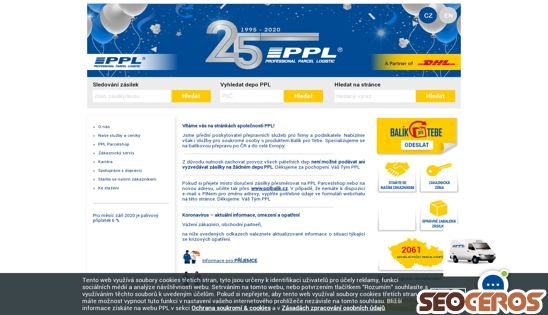 pplparcelshop.cz desktop förhandsvisning