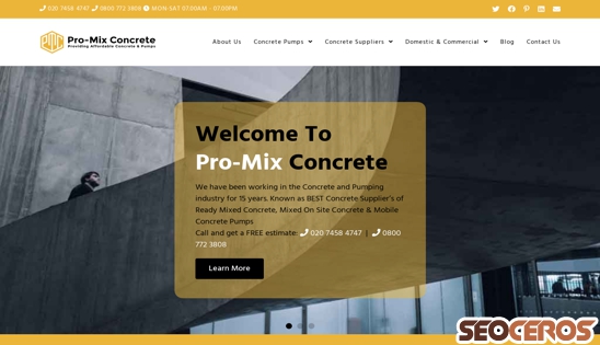 pro-mixconcrete.co.uk desktop förhandsvisning