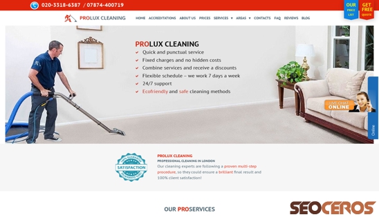proluxcleaning.co.uk desktop preview