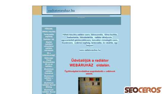 radiatoraruhaz.hu desktop előnézeti kép