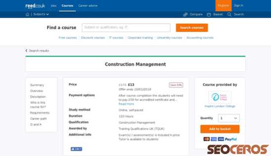 reed.co.uk/courses/construction-management/210177 desktop előnézeti kép