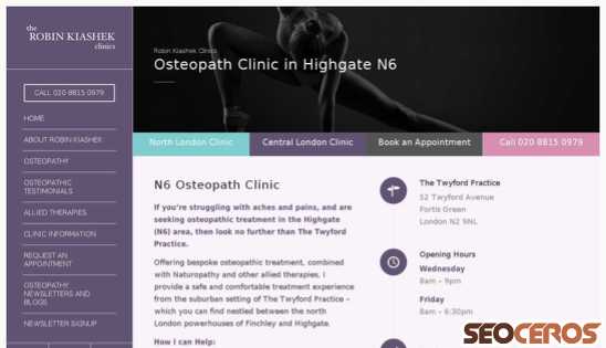 robinkiashek.co.uk/highgate-osteopath-n6 desktop preview