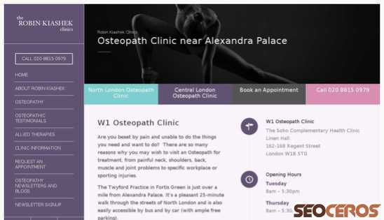 robinkiashek.co.uk/osteopath-clinic-near-alexandra-palace desktop előnézeti kép