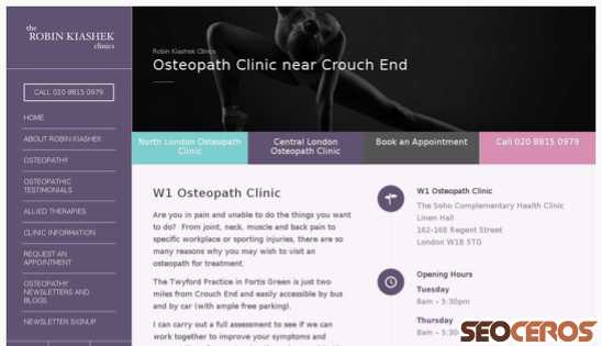 robinkiashek.co.uk/osteopath-clinic-near-crouch-end desktop preview