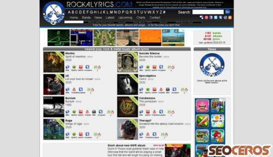 rockalyrics.com desktop Vorschau