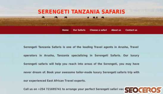 serengetitanzaniasafaris.com desktop förhandsvisning