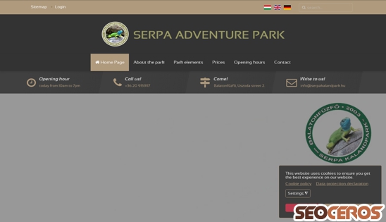 serpakalandpark.hu desktop előnézeti kép