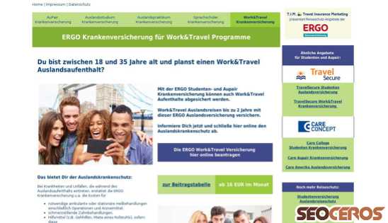 studenten-versicherung-ausland.de/work-and-travel-krankenversicherung.html desktop obraz podglądowy