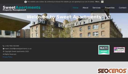 sweetapartments.co.uk desktop förhandsvisning