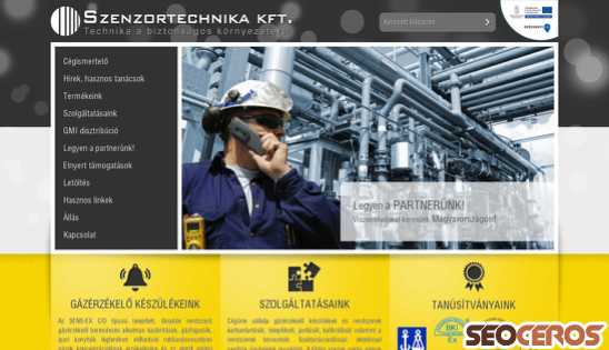 szenzortechnika.hu desktop previzualizare