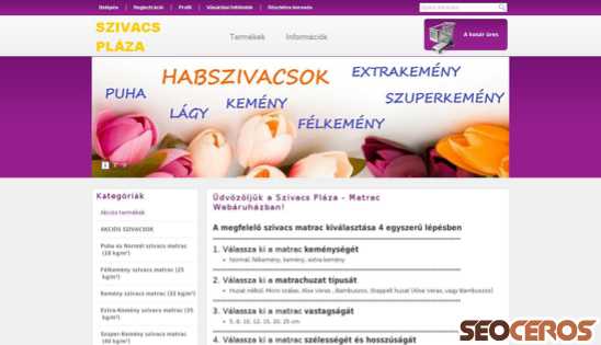 szivacsmatracok.hu desktop previzualizare