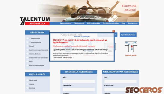 talentum-autosiskola.hu desktop előnézeti kép