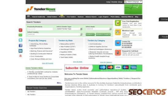 tendernews.com desktop vista previa