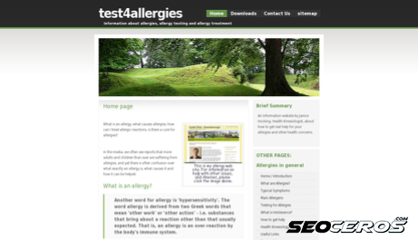 test4allergies.co.uk desktop förhandsvisning
