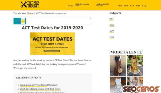testpreptoolkit.com/act-test-dates desktop náhled obrázku
