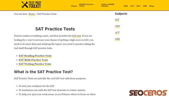 testpreptoolkit.com/sat-practice-tests desktop előnézeti kép