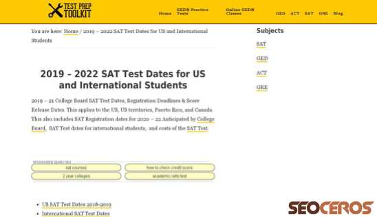 testpreptoolkit.com/sat-test-dates desktop prikaz slike