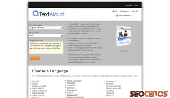 textaloud.com desktop förhandsvisning