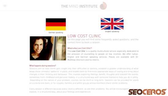 themindinstitute.at/the-low-cost-clinic.html desktop förhandsvisning
