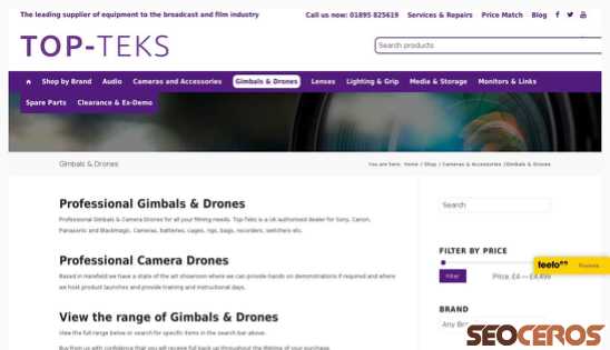 topteks.com/product-category/cameras/gimbals-and-drones desktop előnézeti kép