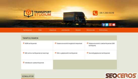 transzportstudium.hu desktop előnézeti kép