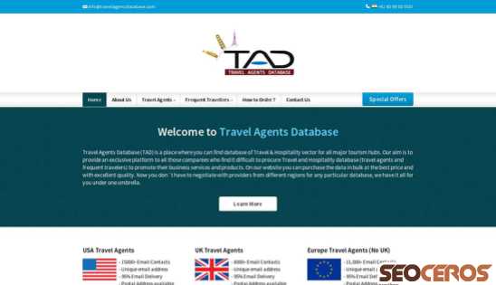 travelagentsdatabase.com desktop preview