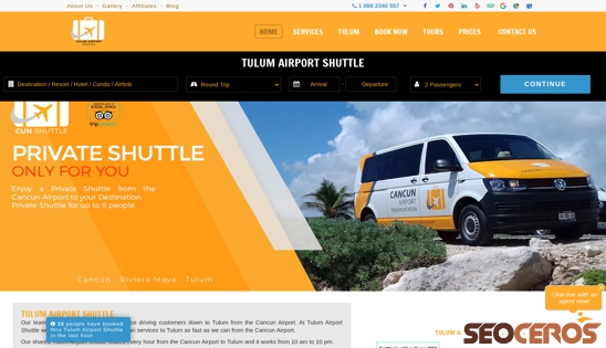 tulumairportshuttle.com desktop previzualizare