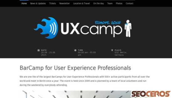 uxcampeurope.org desktop förhandsvisning