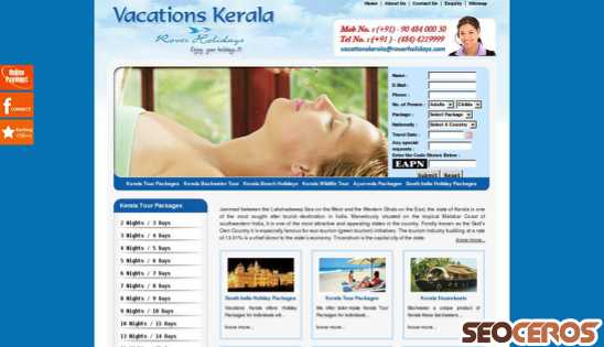 vacationskerala.com desktop Vista previa