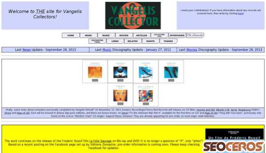 vangeliscollector.com desktop náhľad obrázku