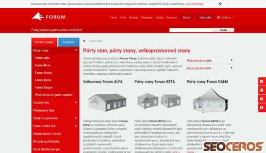 velkostany.cz/party-stany desktop förhandsvisning