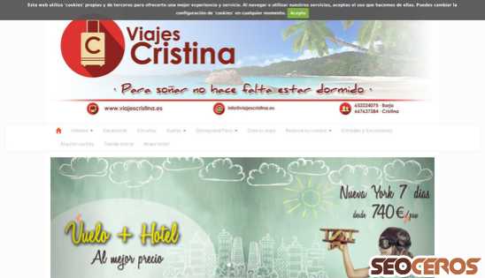 viajescristina.es desktop náhled obrázku