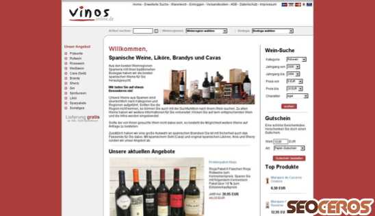 vinos-online.de desktop förhandsvisning