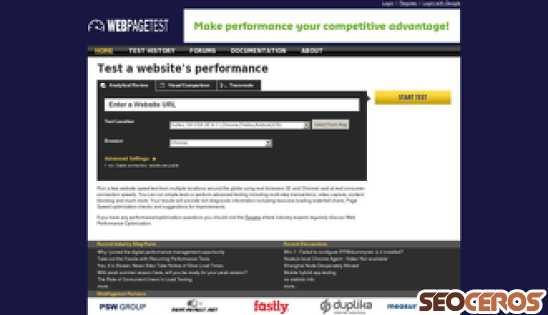 webpagetest.org desktop előnézeti kép