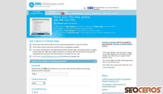 xml-sitemaps.com desktop előnézeti kép