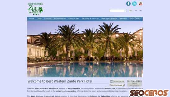 zanteparkhotels.gr desktop vista previa