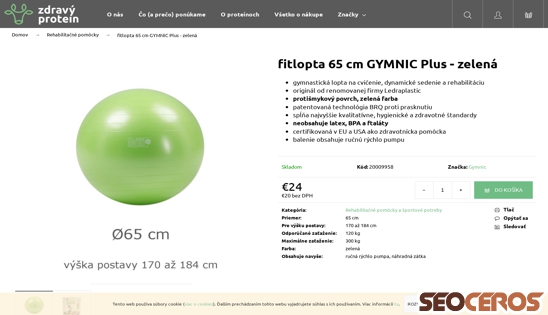 zdravyprotein.sk/ledraplastic-fitlopta-gymnic-plus-65cm-zelena desktop preview