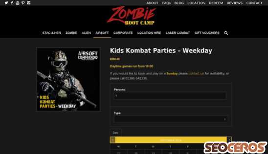 zombiebootcamp.co.uk/product/kids-kombat-parties-weekday desktop 미리보기