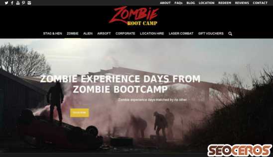 zombiebootcamp.co.uk/zombie-experiences desktop náhled obrázku
