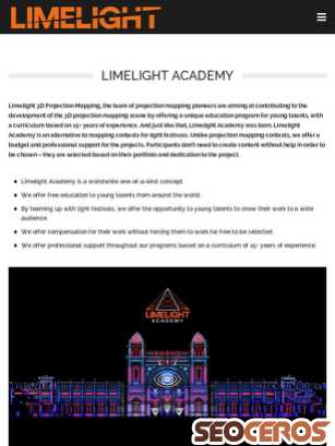 3dprojectionmapping.net/limelight-academy tablet náhled obrázku