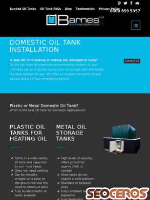 barnesoiltanks.co.uk/domestic-oil-tanks tablet előnézeti kép