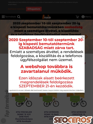 Bicyclewebshop.com tablet preview