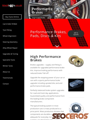 blackboots.co.uk/performance-brakes tablet previzualizare