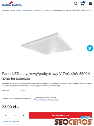 centrumtargowa.pl/product-pol-83599-Panel-LED-natynkowy-podtynkowy-V-TAC-40W-6500K-3200-lm-600x600.html tablet preview