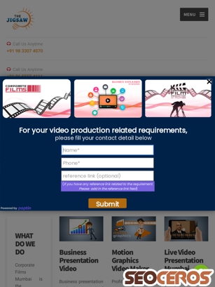 corporatefilmsmumbai.com tablet preview