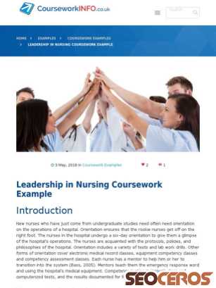 courseworkinfo.co.uk/examples/leadership-in-nursing-coursework-example tablet obraz podglądowy