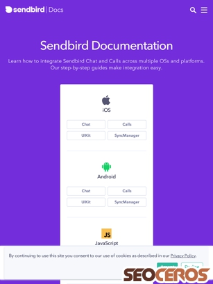 docs.sendbird.com tablet previzualizare