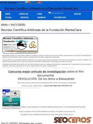 fundacionmenteclara.org.ar/revista/index.php/RCA/index tablet obraz podglądowy