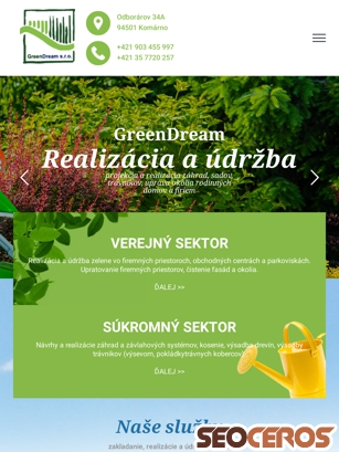 greendream.sk tablet vista previa