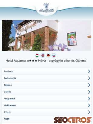 hotelaquamarin.hu tablet preview